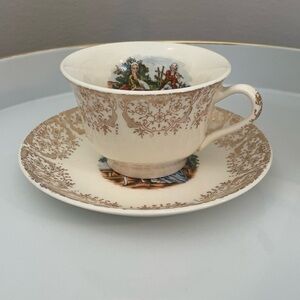 Vintage Decorative Teacup and Saucer Set Courting Couple Stetson engagement gift